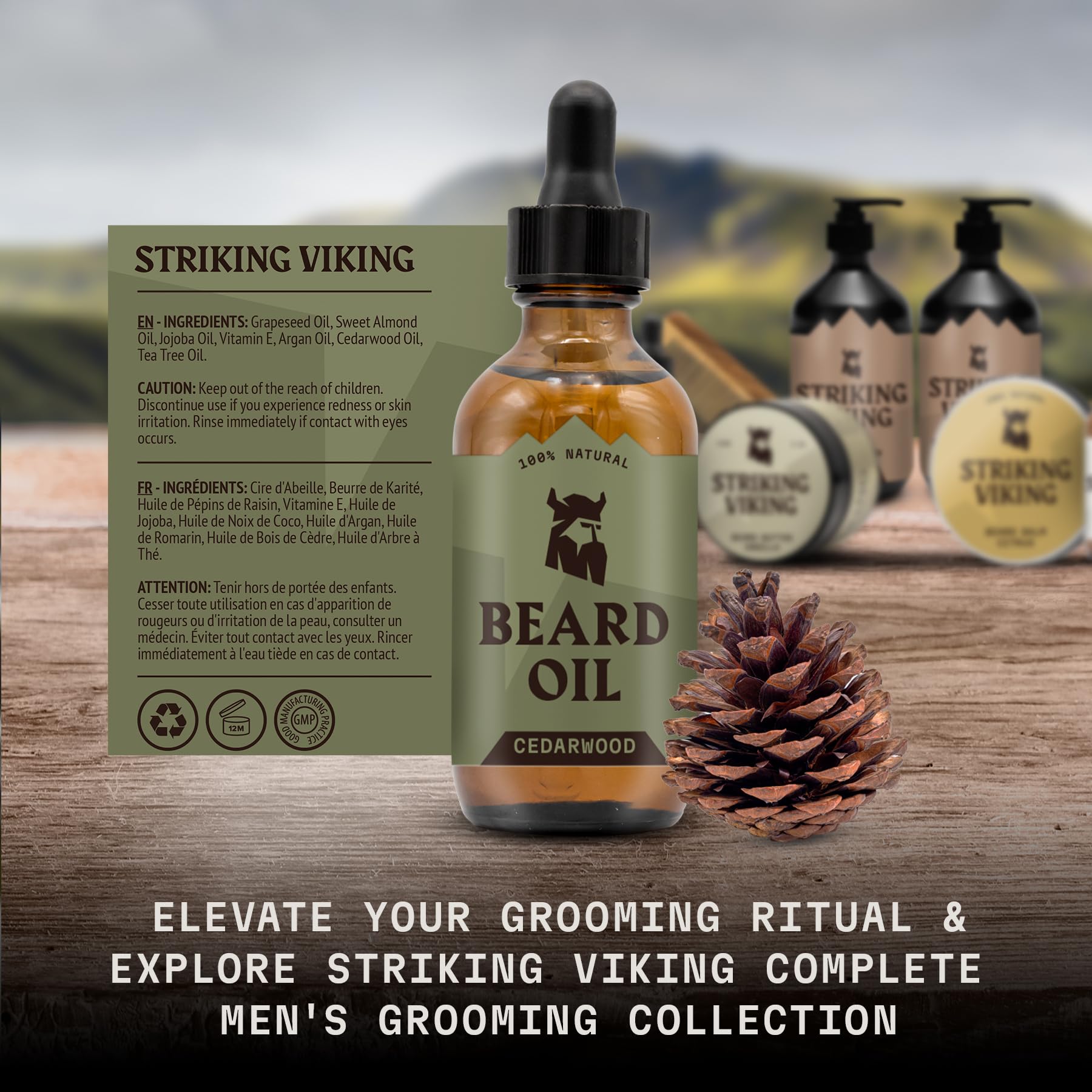 Striking Viking Rutina diaria para barba Cedro