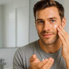 Textura ligera de la crema stubble-stache para uso diario de rostro y barba.