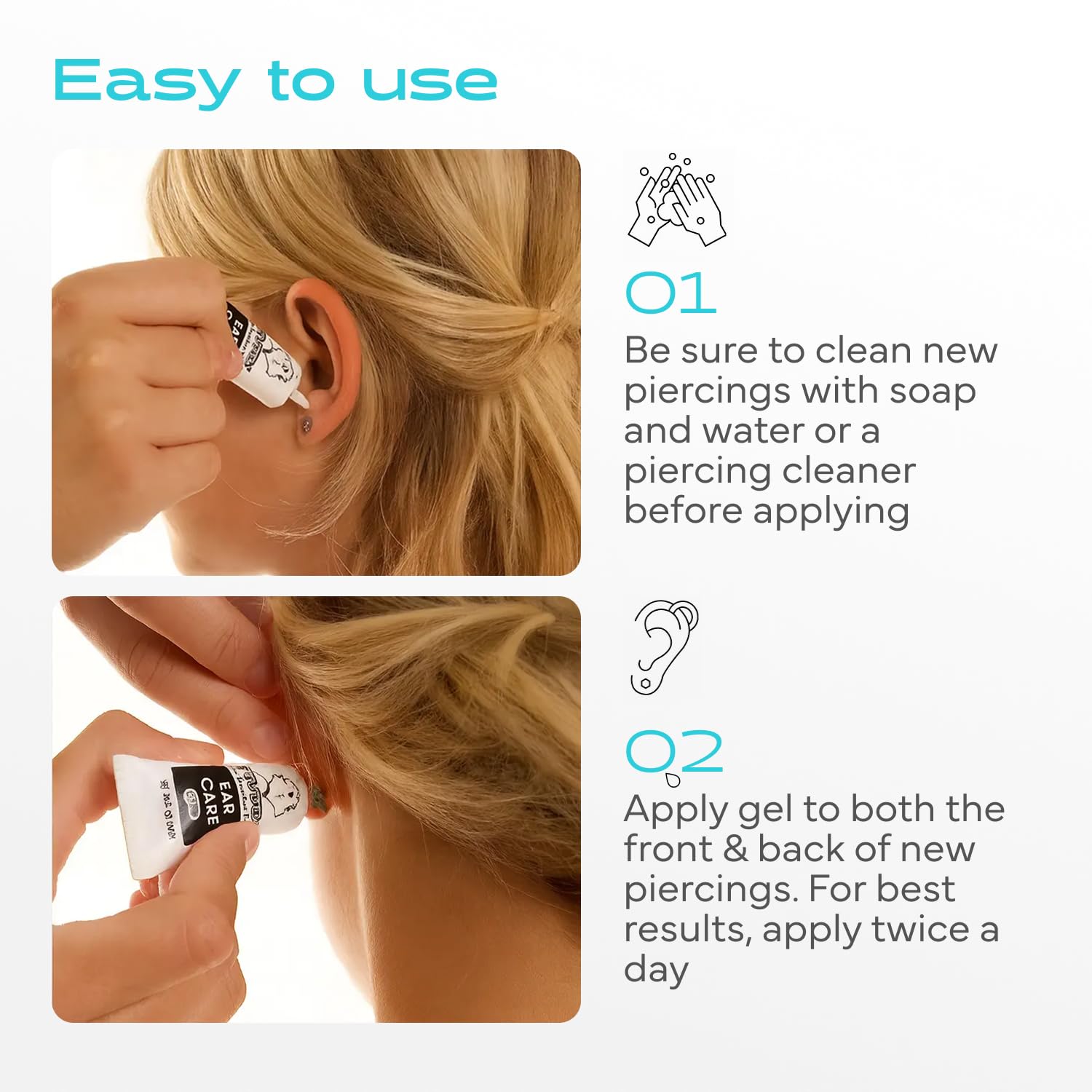Aplicación en ambas caras del piercing para cobertura uniforme con Studex.