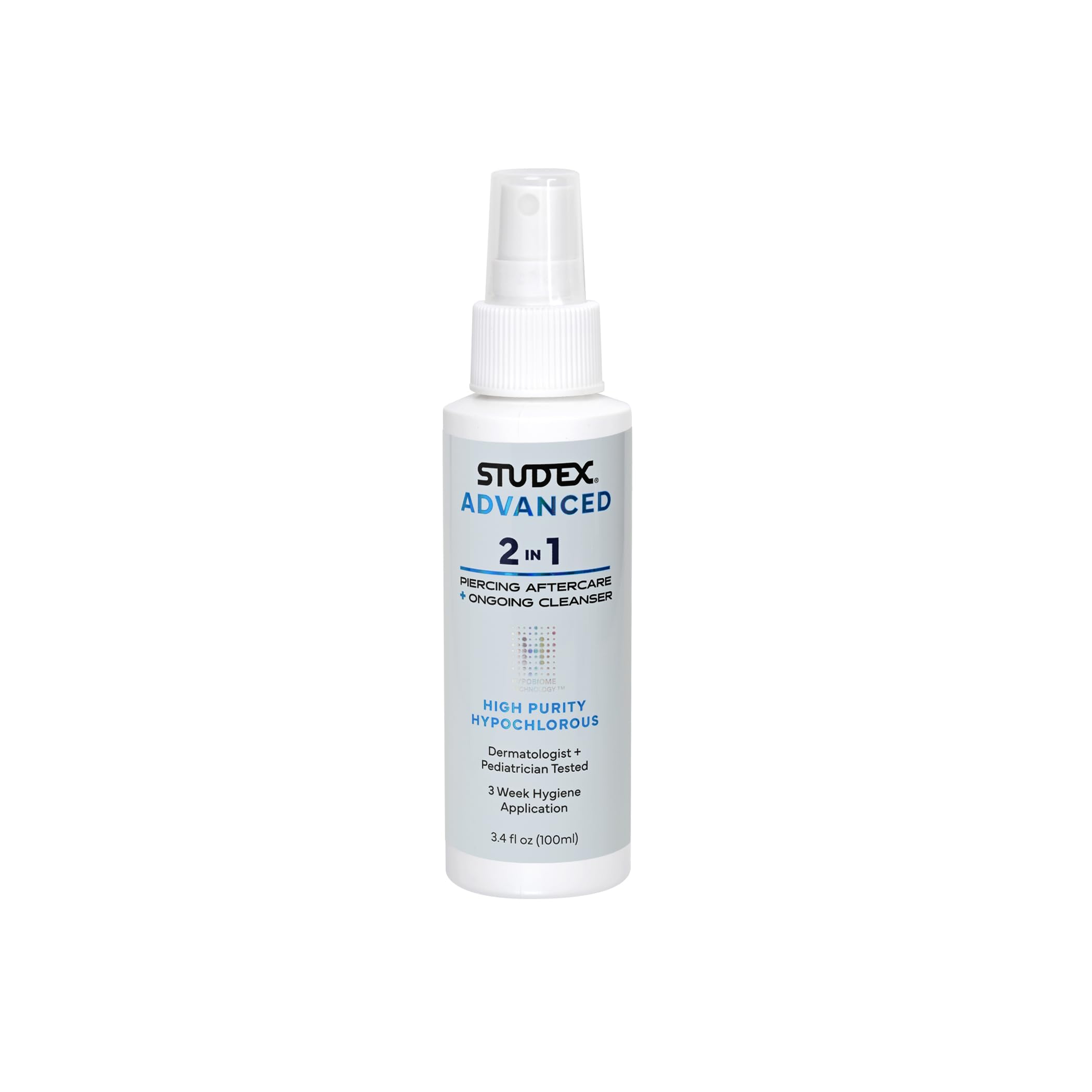 Studex avanzado 2-en-1: botella de spray para higiene de perforaciones.