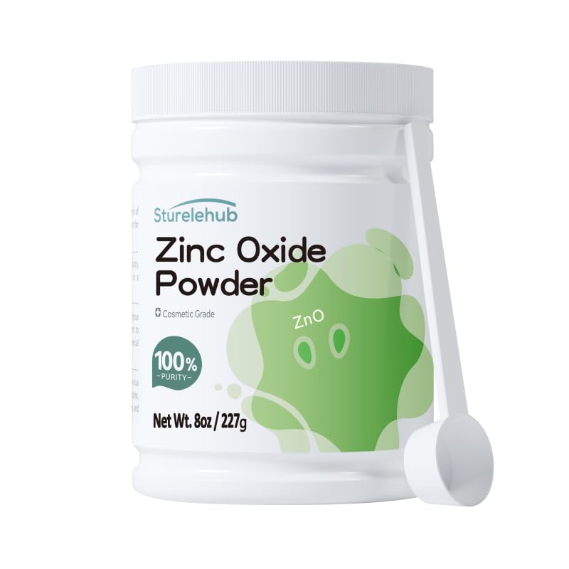 Sturelehub polvo de óxido de zinc 8oz, empaque práctico para cosméticos DIY.