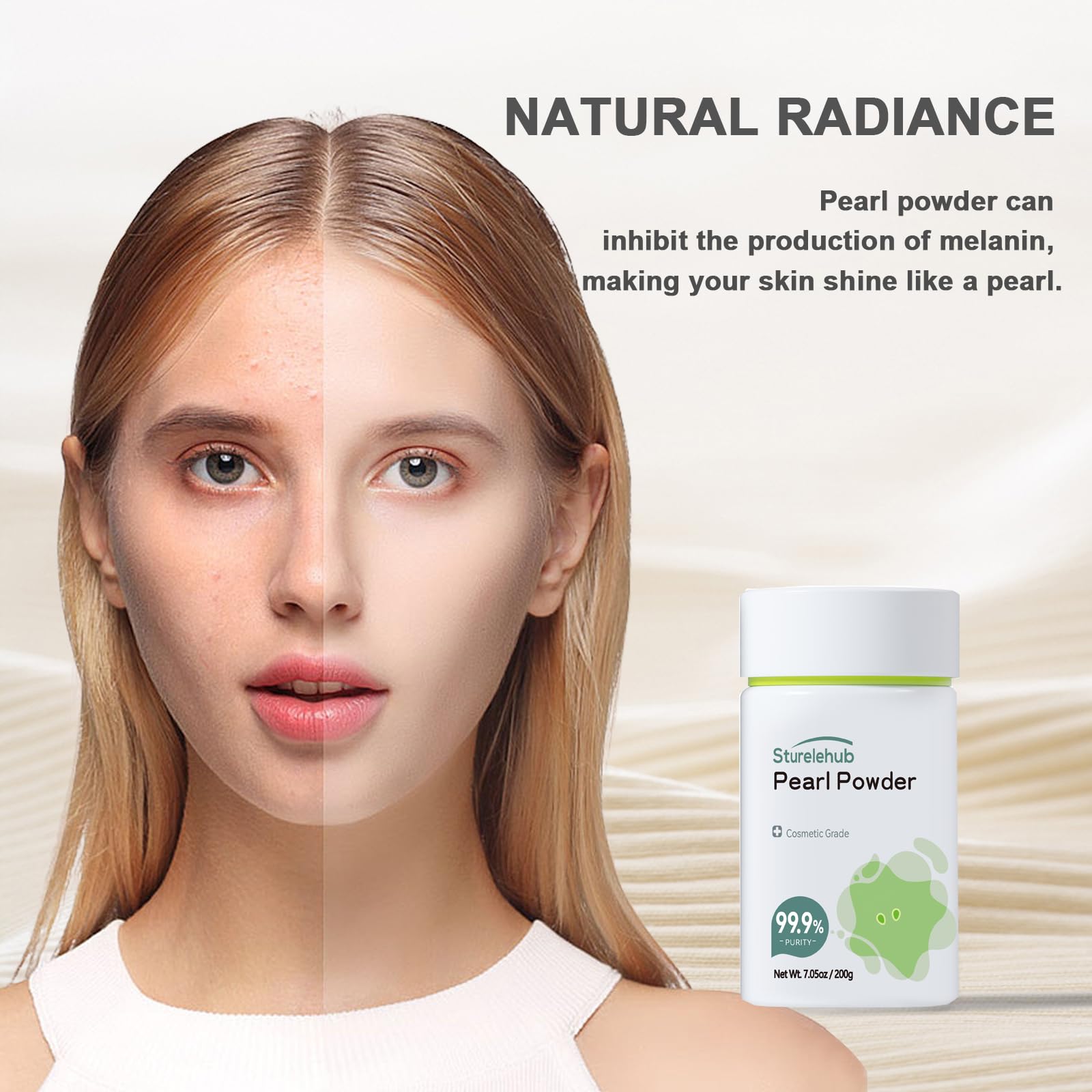 Sturelehub polvo de perla para loción, piel radiante
