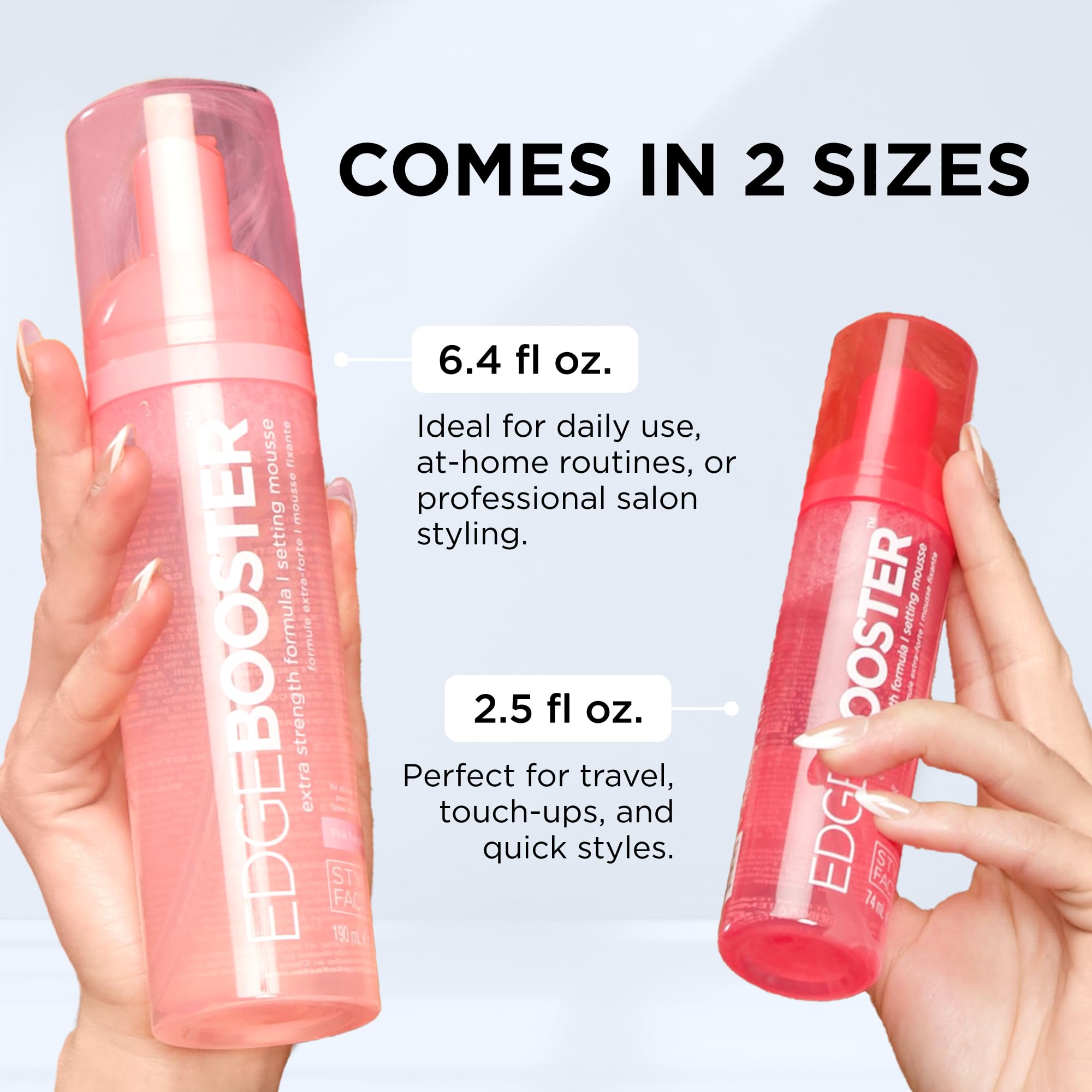EDGE BOOSTER mousse contiene romero y menta para nutrición ligera.