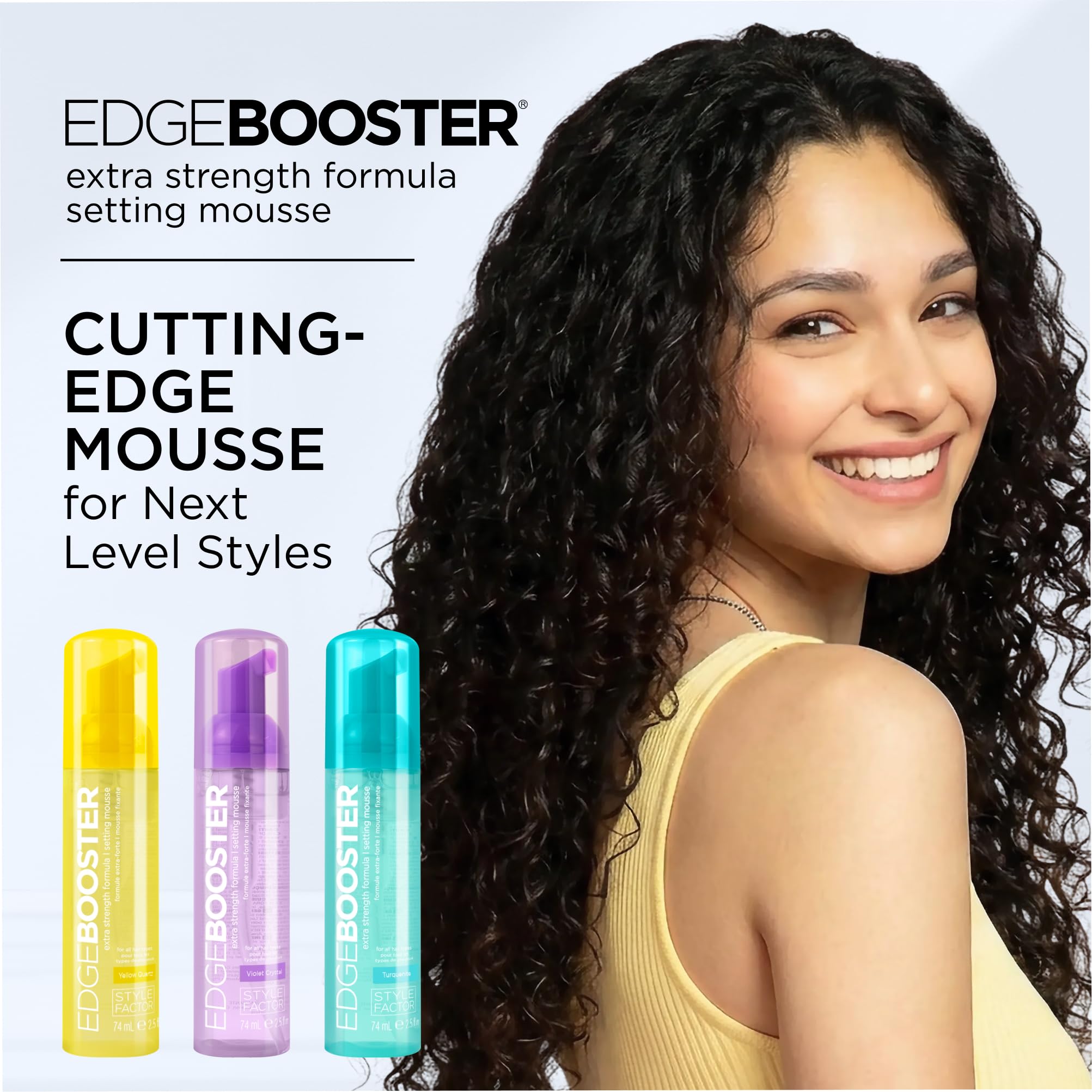 EDGE BOOSTER mousse encrespamiento, volumen extra para peinados diarios.