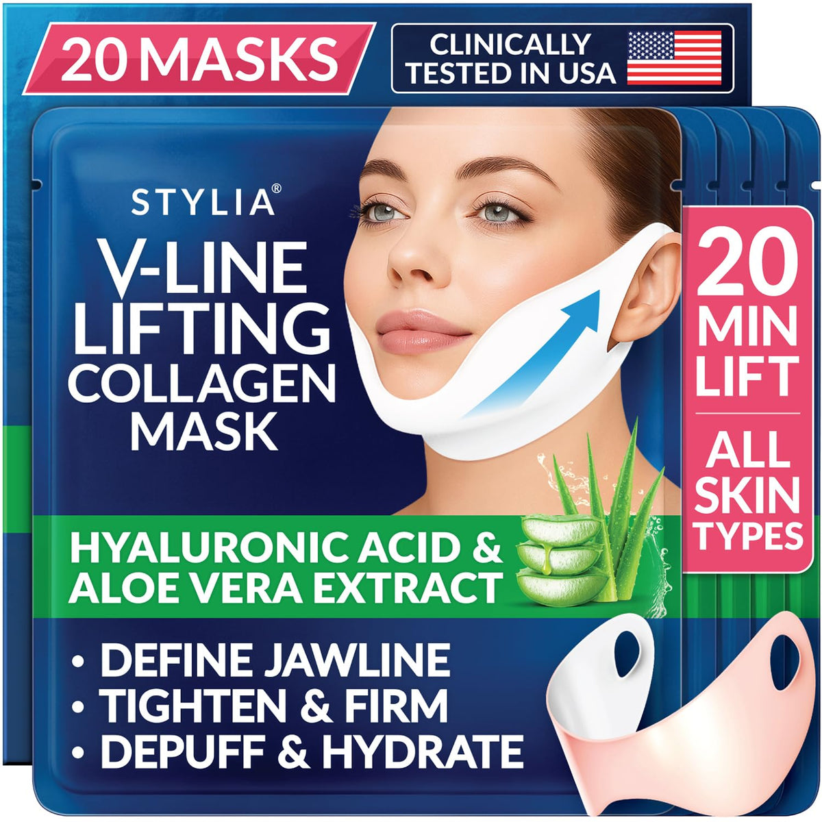 STYLIA V Line mascarilla de colágeno que eleva el mentón y define la mandíbula