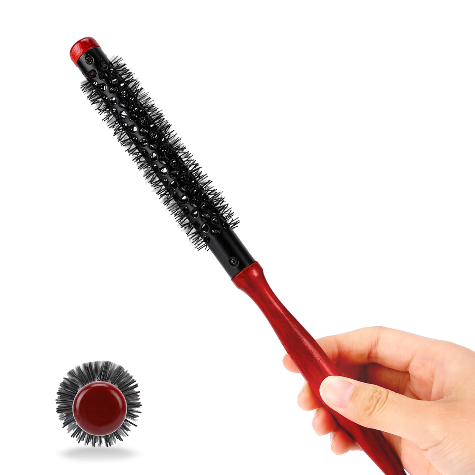 Styquenzer cepillo redondo mini con mango de madera para peinado preciso
