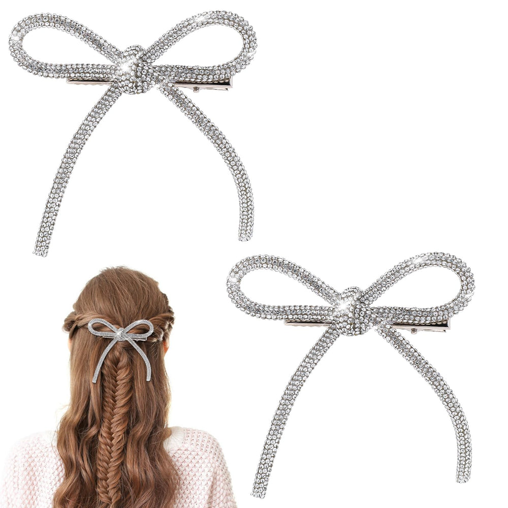 Styquenzer clips de pelo con cristales, dos piezas plateadas, ideal para bodas