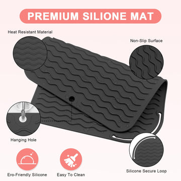 Suafrnut Almohadilla de silicona doble ola anti deslizante para plancha y rizador.