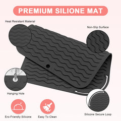 Suafrnut Almohadilla de silicona doble ola anti deslizante para plancha y rizador.