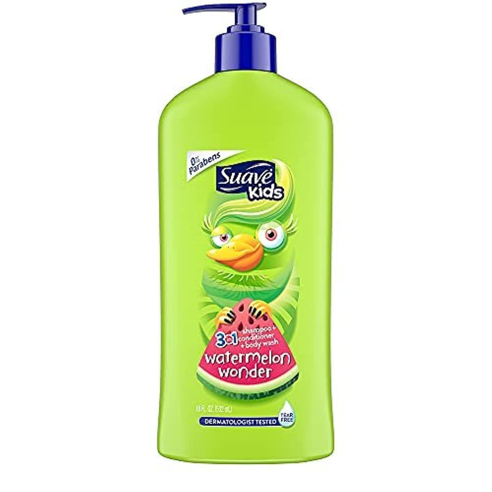Suave 3-en-1 para niños con aroma a melón, facilita un baño rápido.