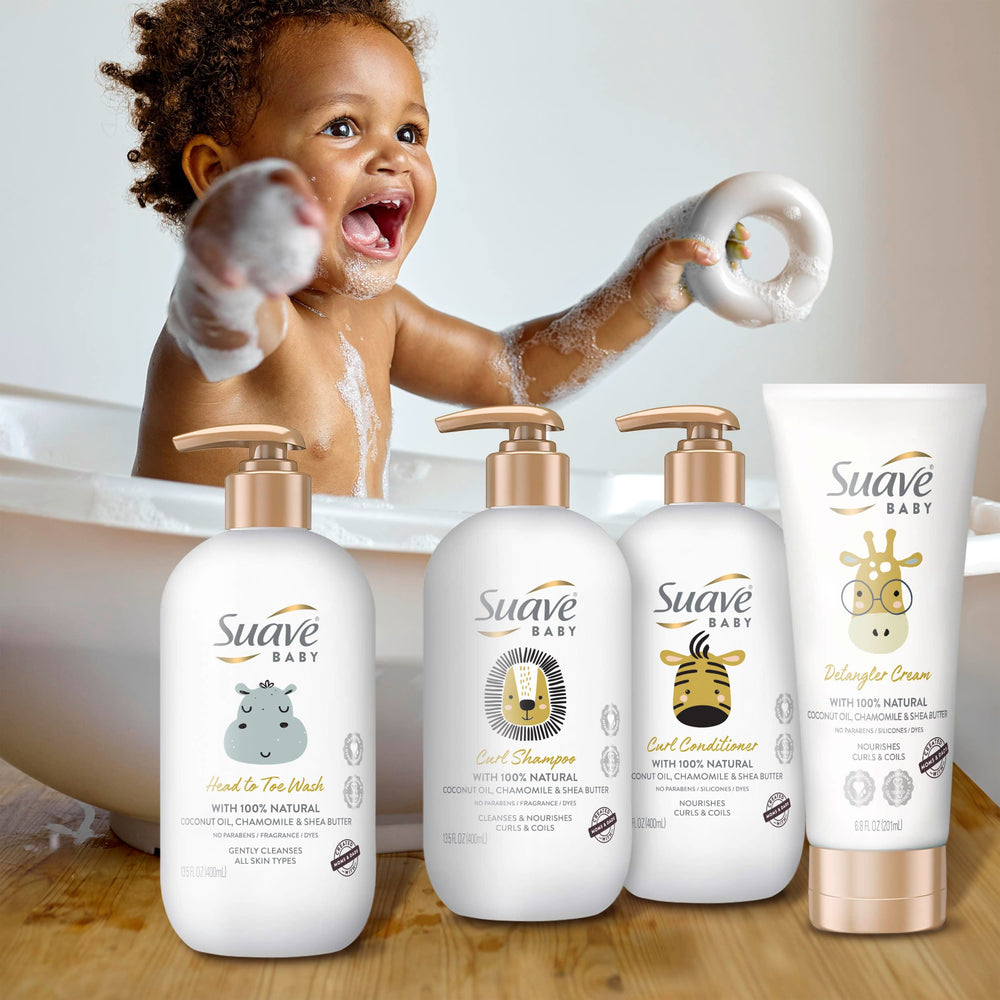 Suave Baby Curl Shampoo shea butter texture promotes moisture and shine