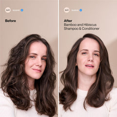 Acondicionador Suave Bamboo Hibiscus en cabello fino, mejora el volumen.