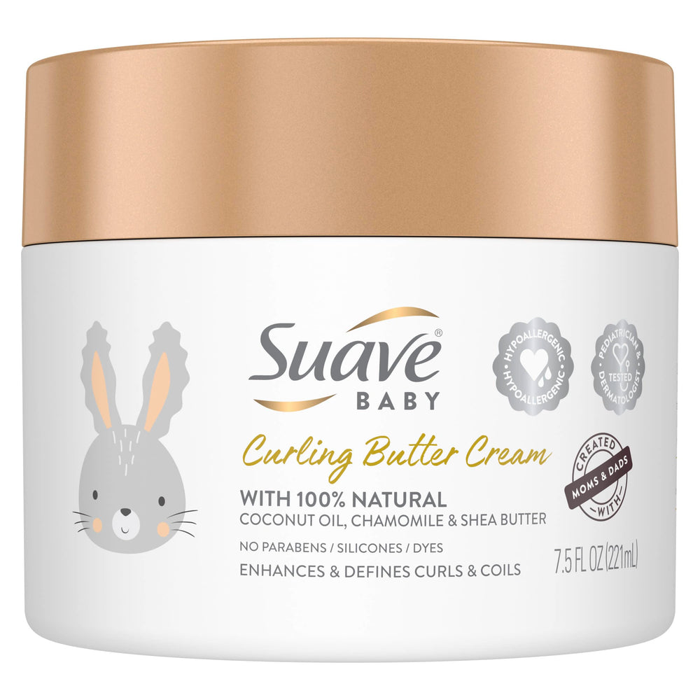 Suave Baby Curling Butter Cream, textura cremosa para definir rizos y controlar frizz.