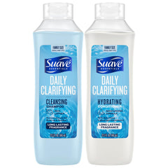 Champú clarificante Suave en botella, aroma fresco para una limpieza suave.