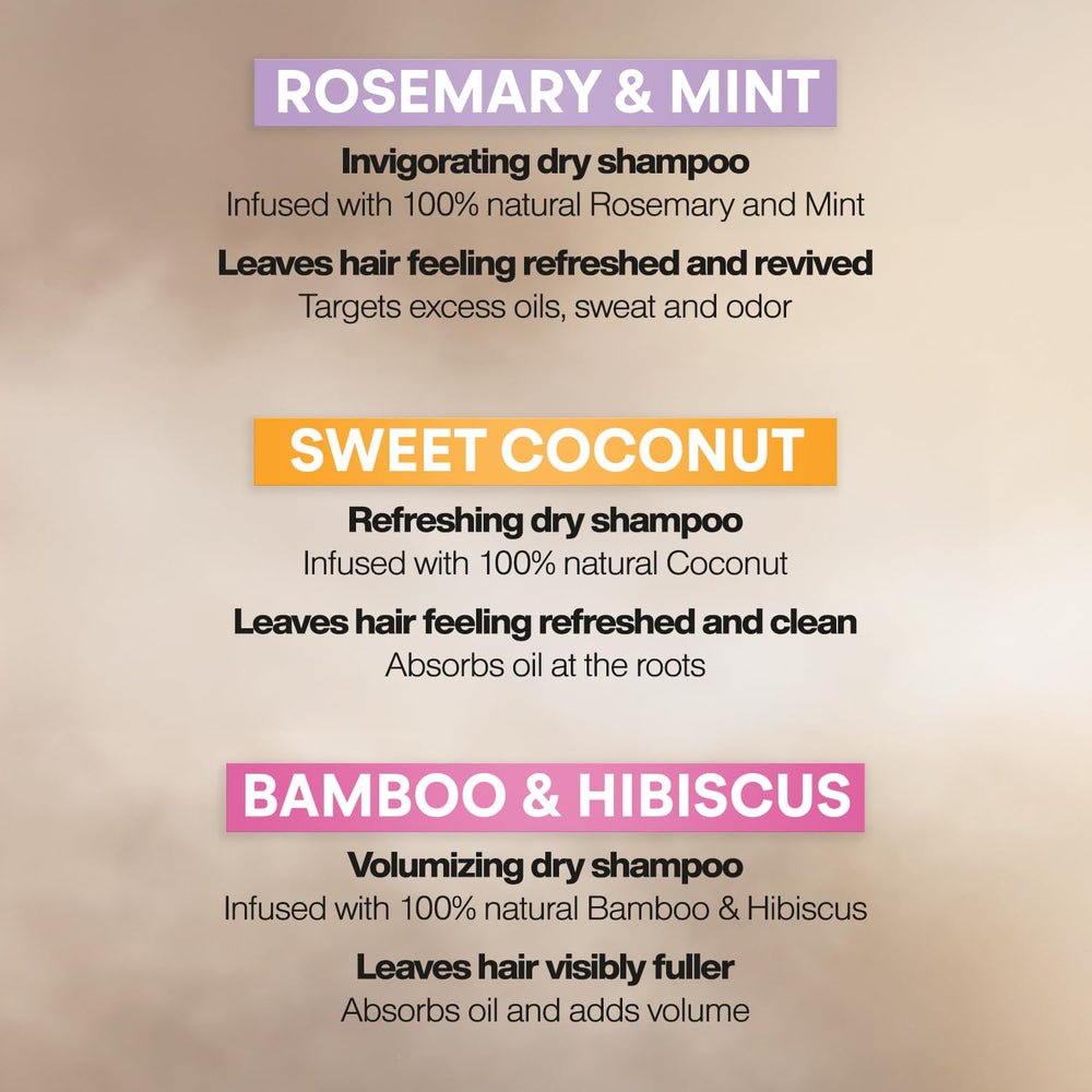 Suave champú seco Bambú Hibisco: botella para dar volumen ligero.