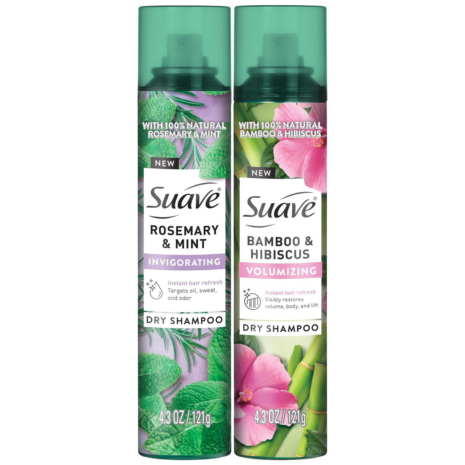 Suave champú en seco Romera y Menta: refresco entre lavados para el cabello.