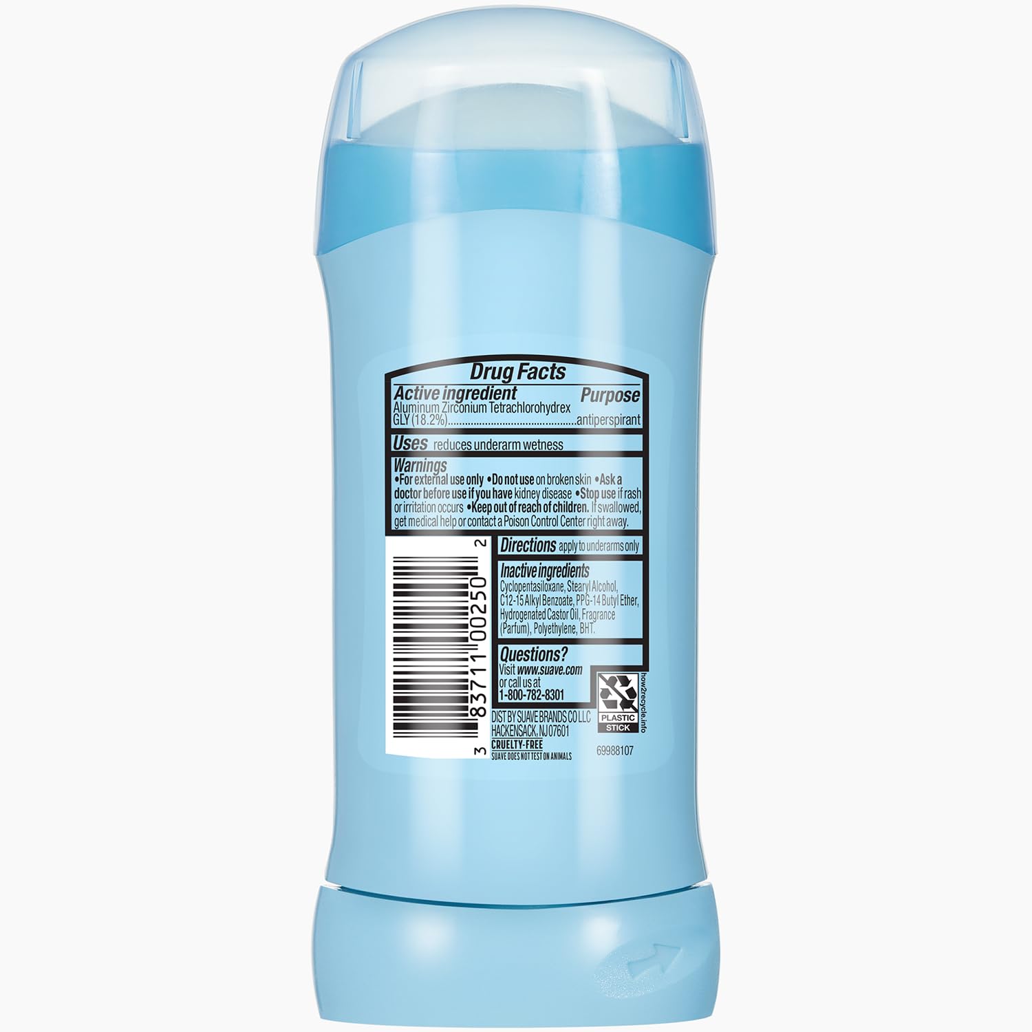 Aroma de polvo de Suave, sin talco para piel cómoda.
