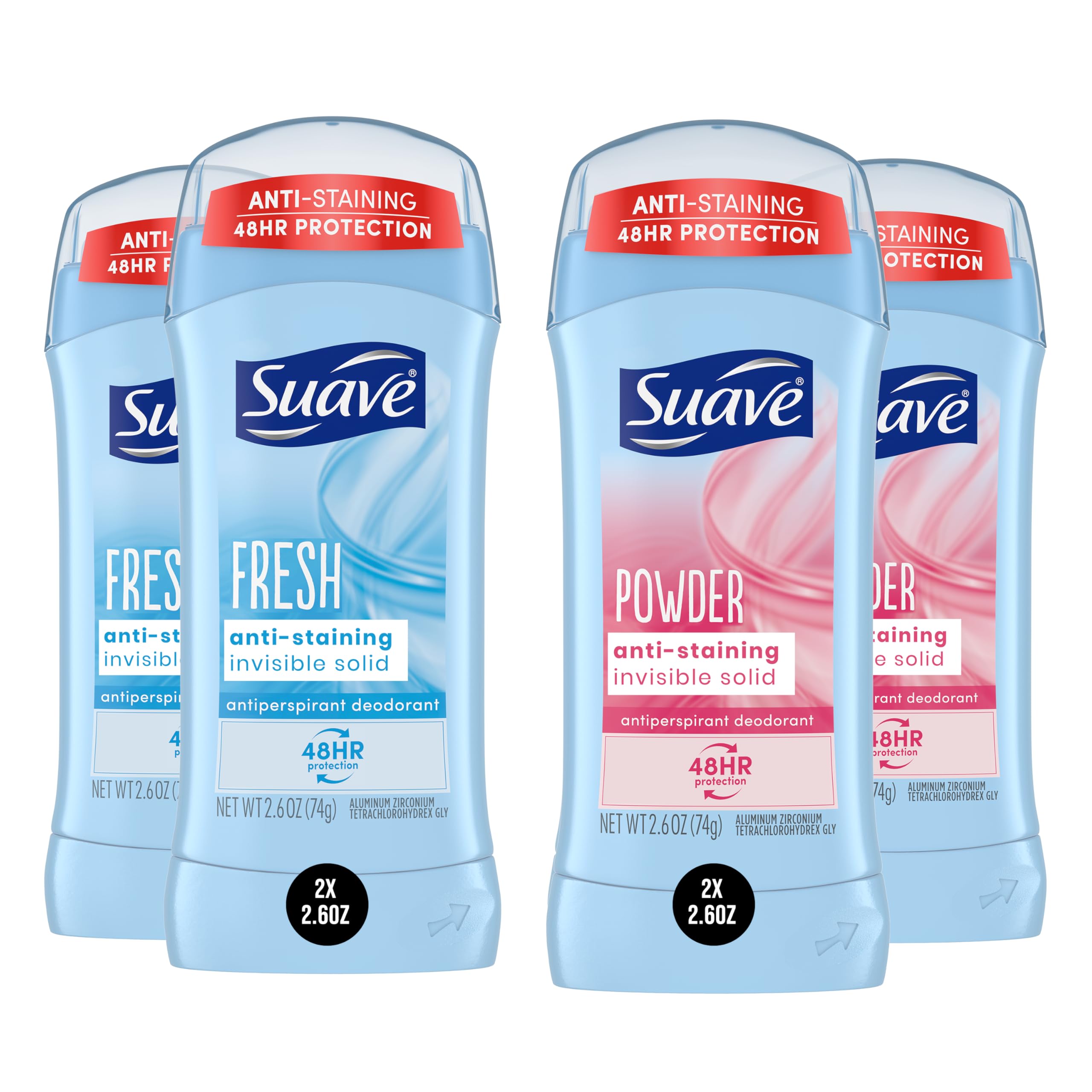 Suave Desodorante Mujer Powder Fresh, paquete visible: protección diaria para uso constante