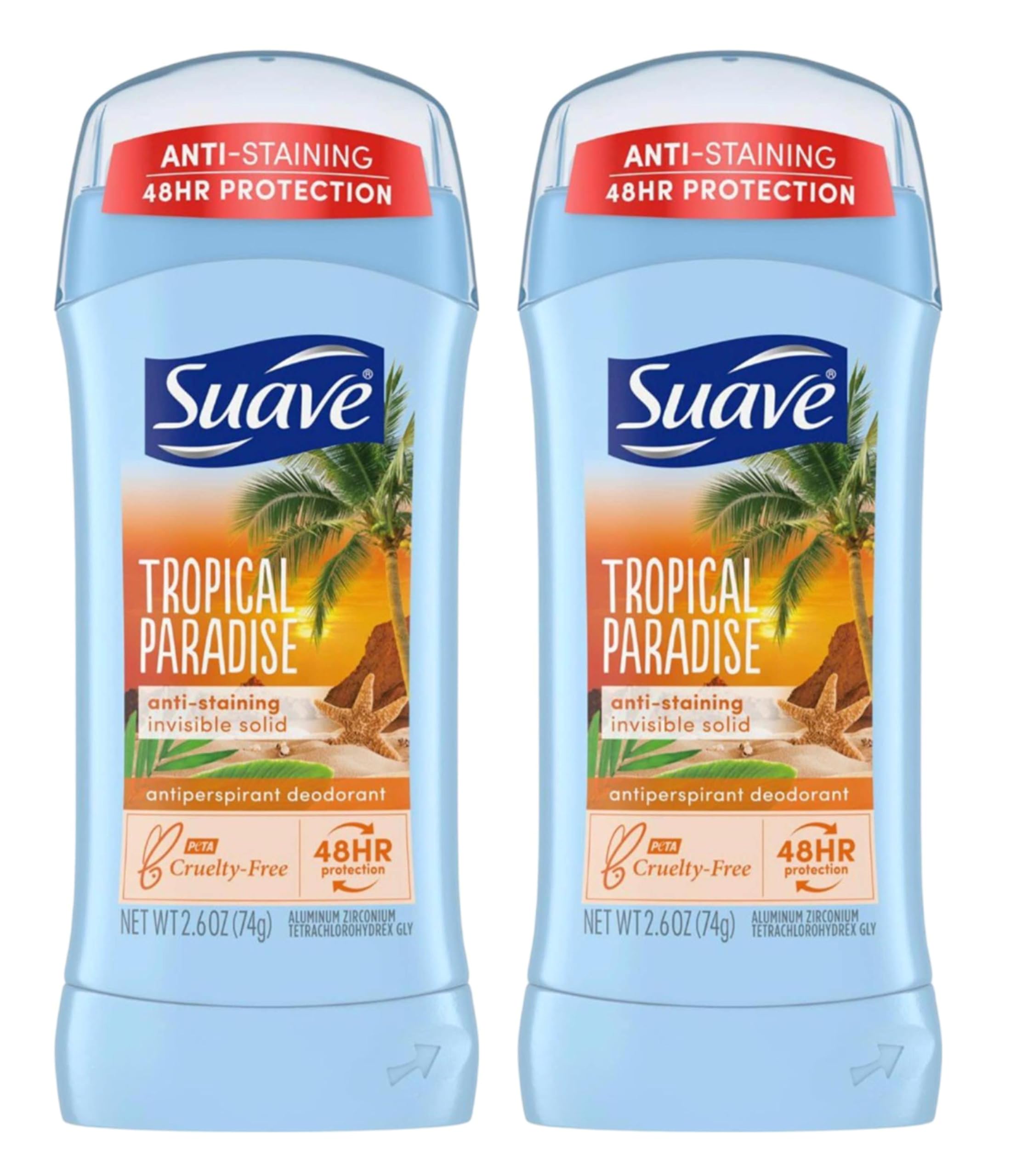 Desodorante Suave Tropico Paraíso Invisible Sólido 76 ml, protección diaria discreta.