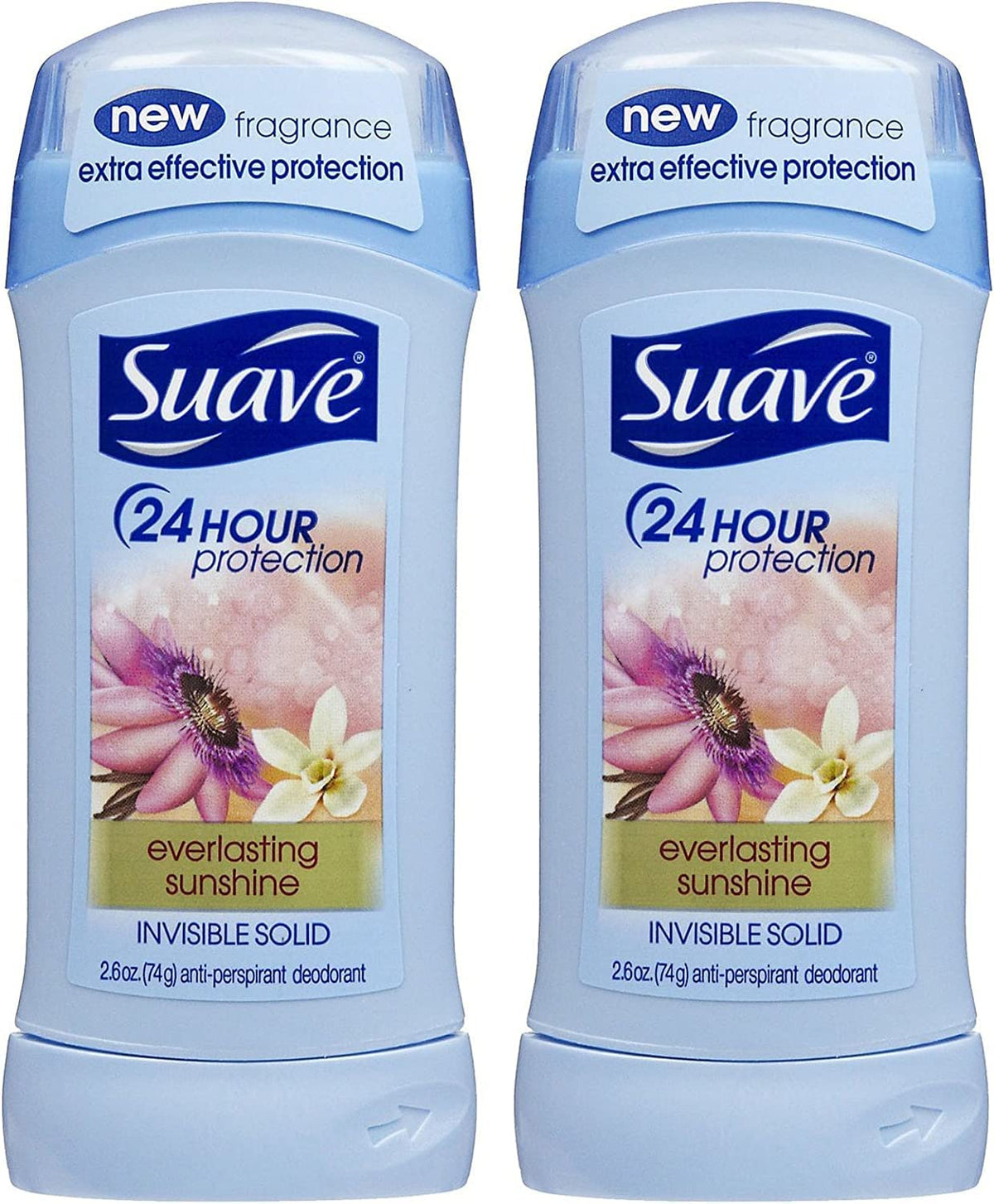 Suave Everlasting Sunshine desodorante sólido invisible en empaque 2 piezas para proteccion duradera.