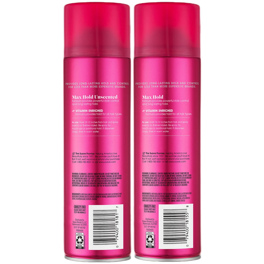 Suave fijación máxima, paquete doble para variedad de looks.