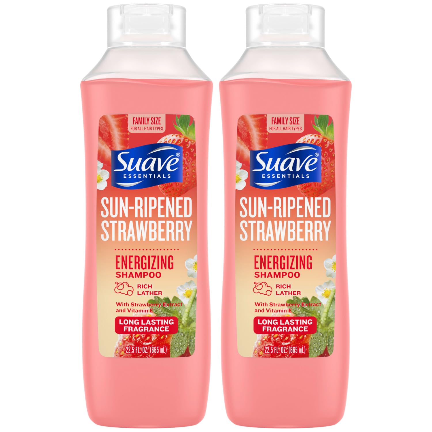 Champú Suave fresa sol botella: energía para el cabello al salir de la ducha.