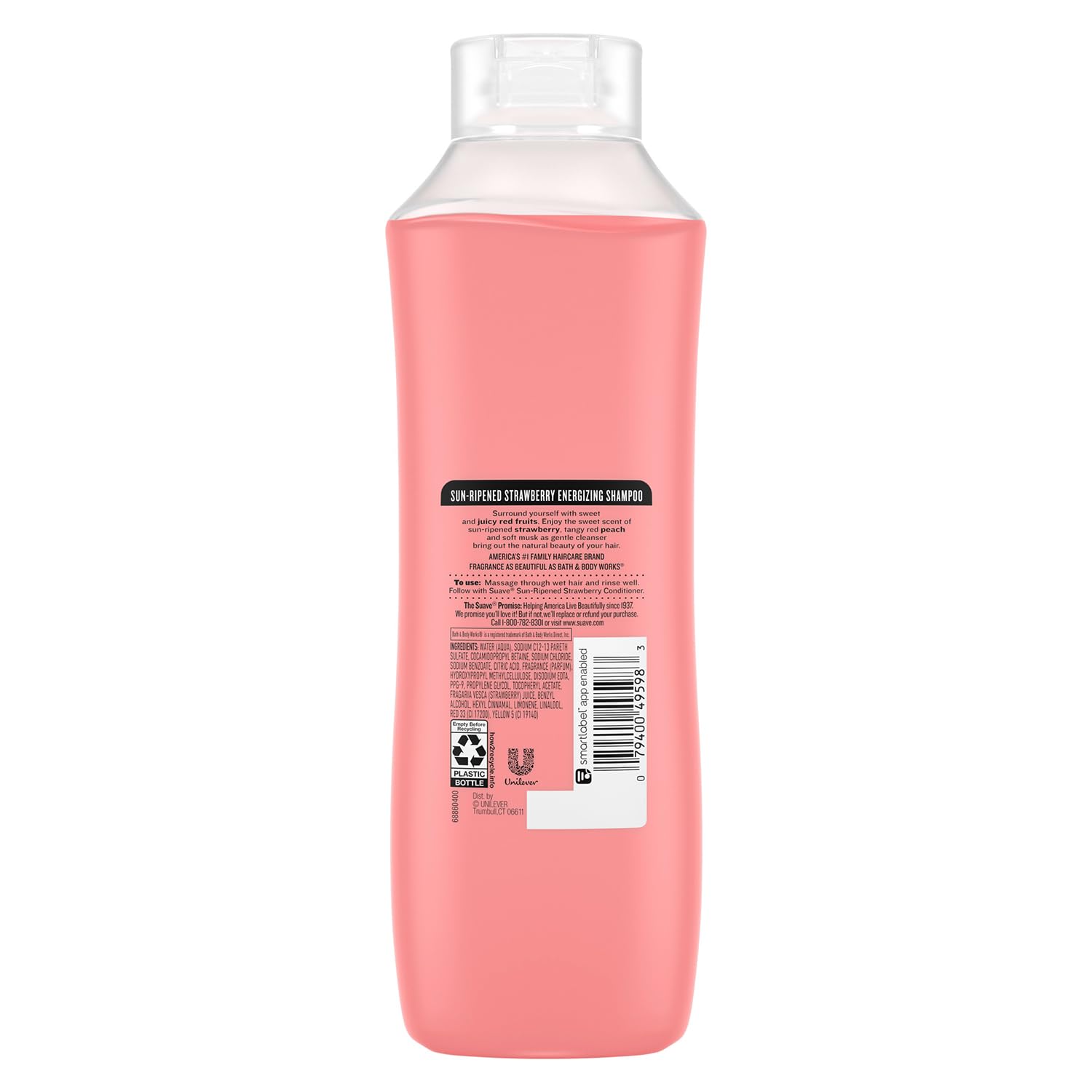 Champú Suave fresa vitamina E: nutrición suave para cabello sano.