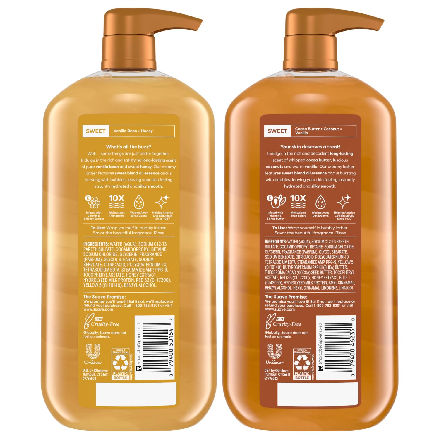 Suave gel de ducha Manteca de cacao y karité, hidratación duradera y suave.