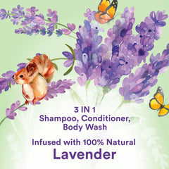Suave Kids Lavanda Natural aplicando espuma suave para cabello y piel.
