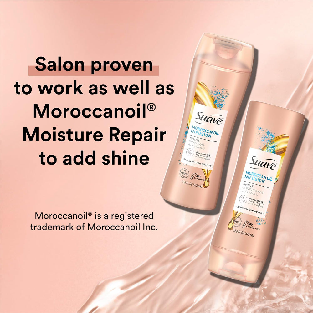 Suave Moroccan Oil Infusion conditioner tube smooths strands and detangles.