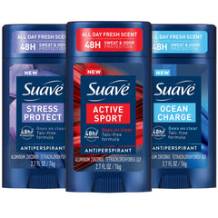 Suave Pack 3 antiperspirante para hombre en empaque, ideal para comparar opciones