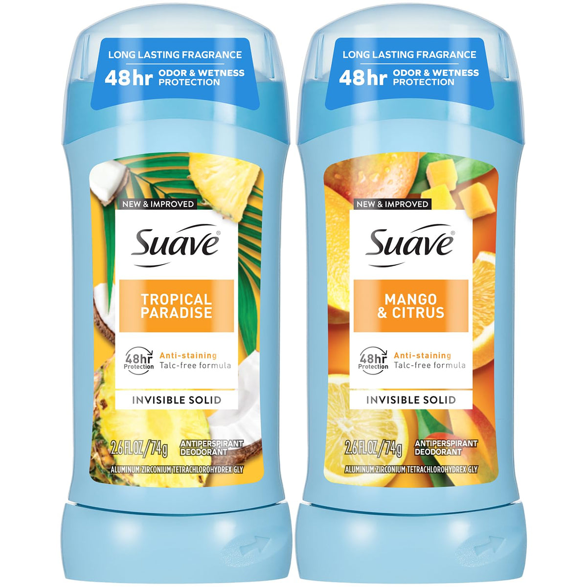 Desodorante Suave para mujeres, barra invisible con aroma tropical para uso diario.