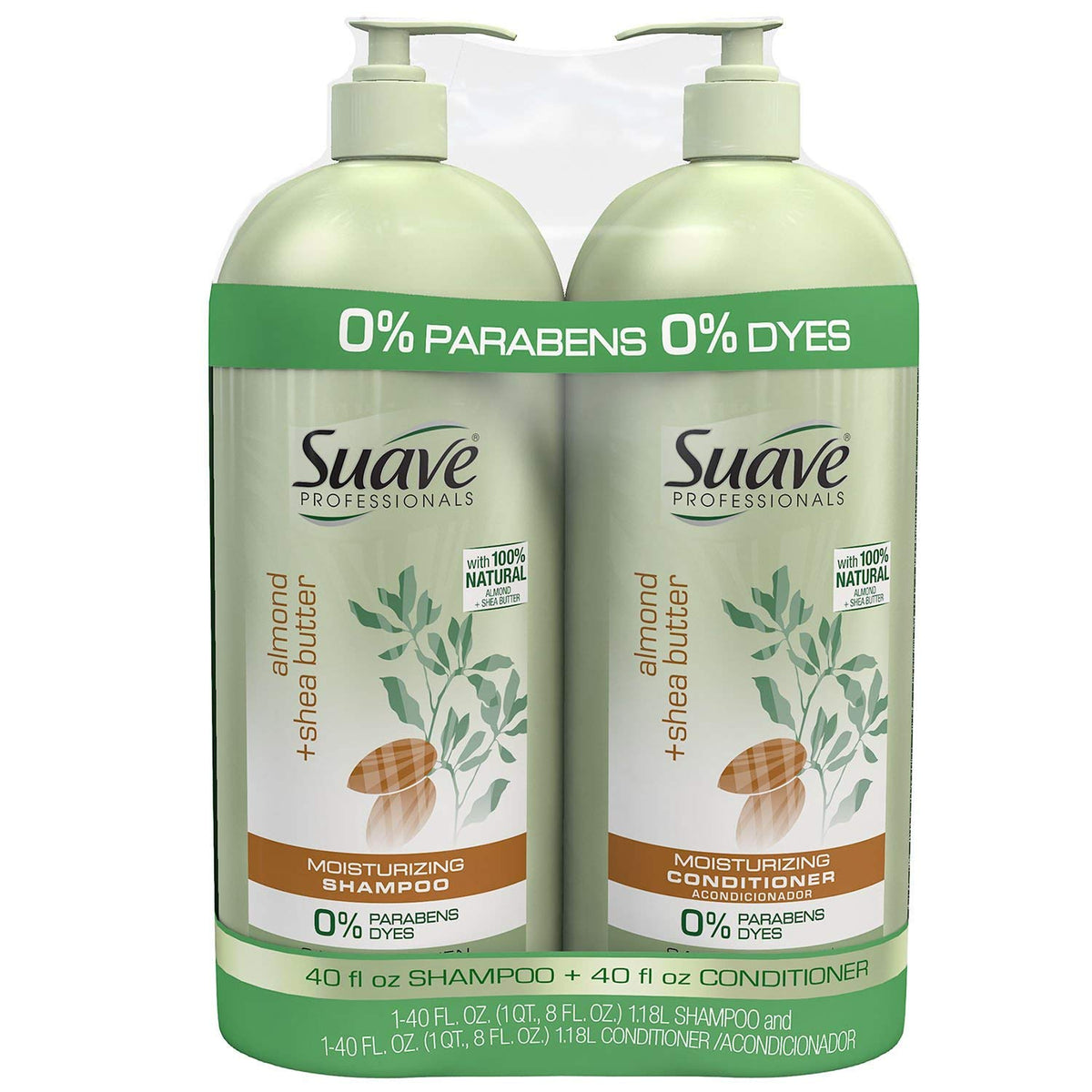 Suave Pro champú almendra y manteca de karité, botella, promueve cabello nutrido y suave