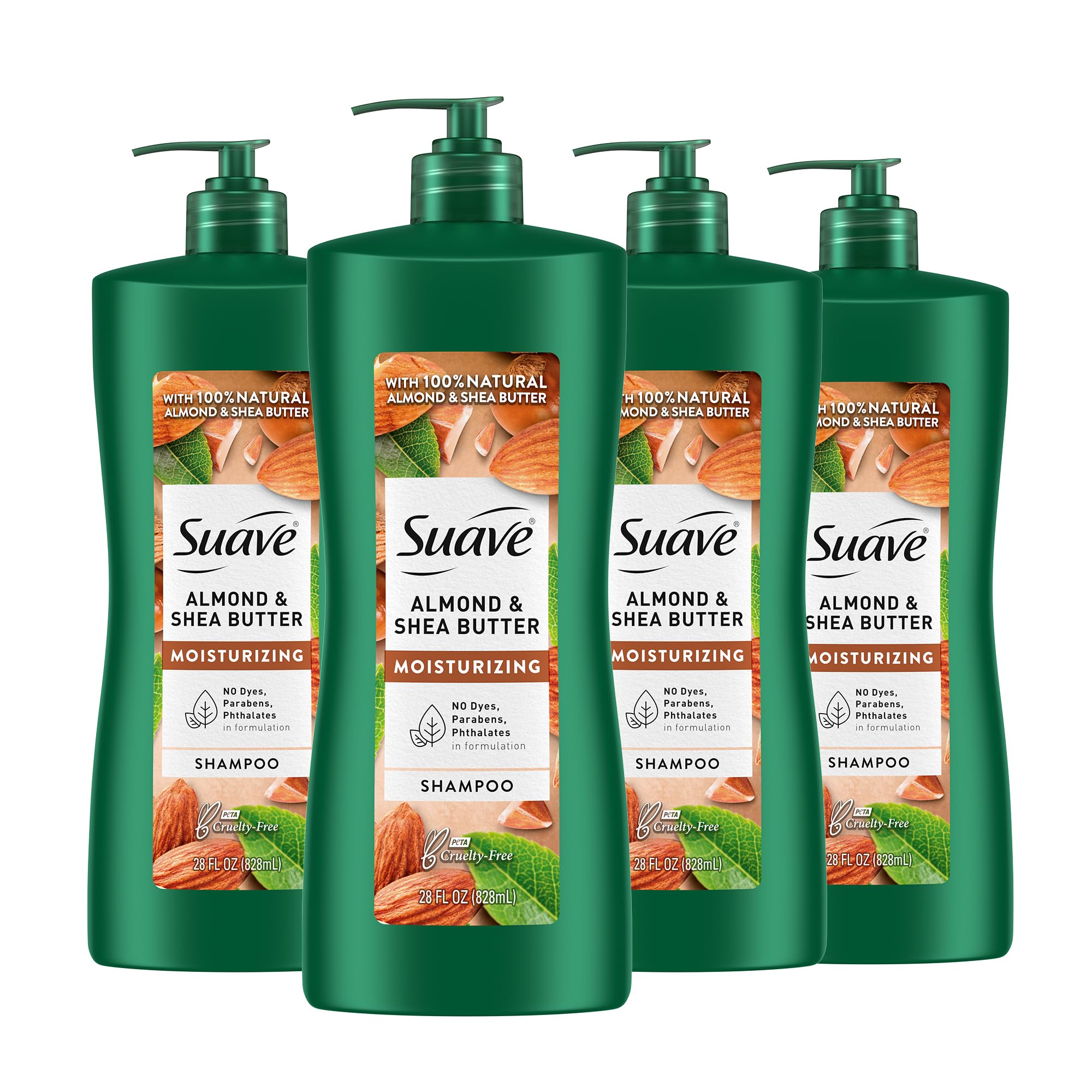 Suave Professionals Almendra y Mantequilla de Karité, botella frontal, hidratación suave para cabello seco.