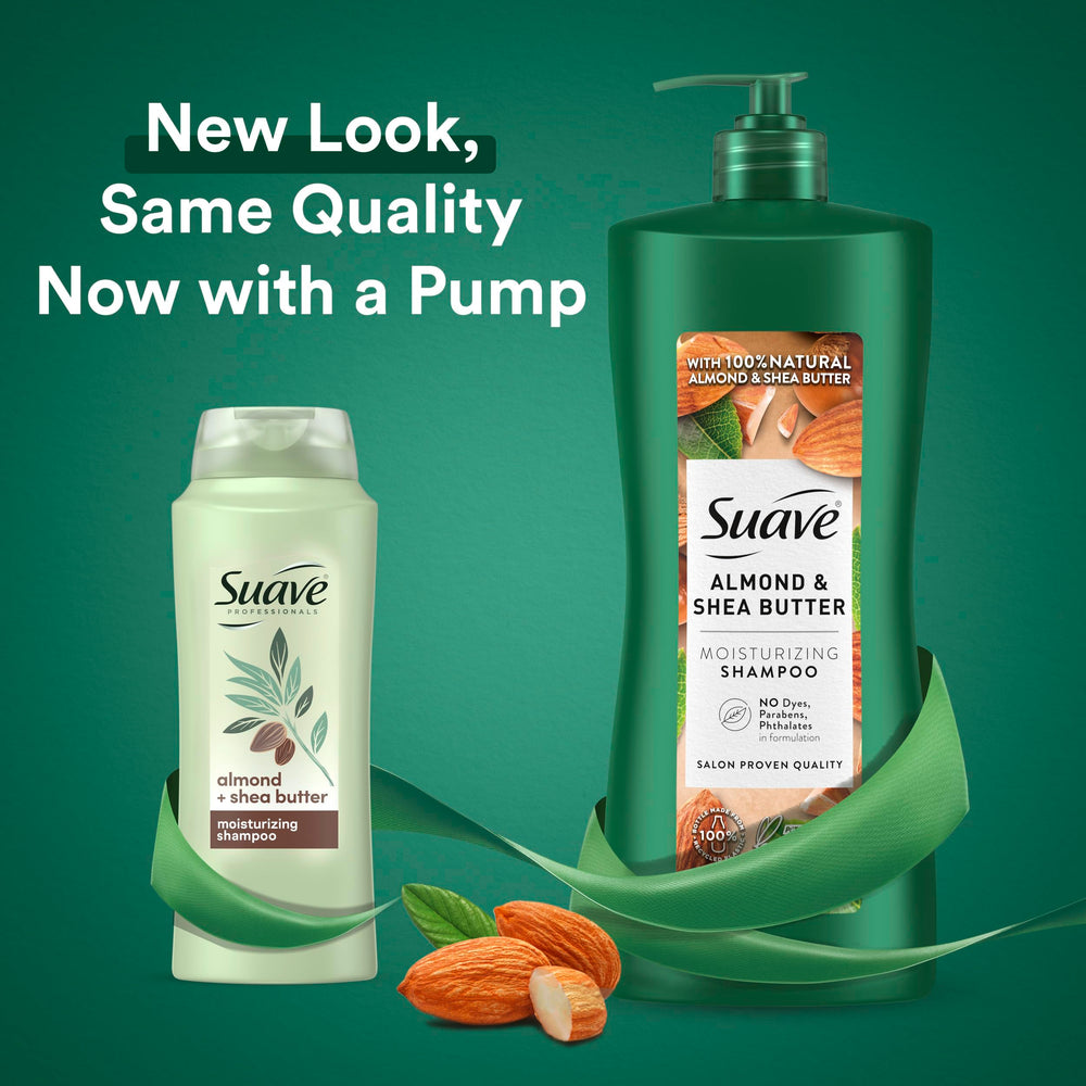 Suave Professionals Almendra y Mantequilla de Karité, ingredientes naturales al detalle, cabello más suave.