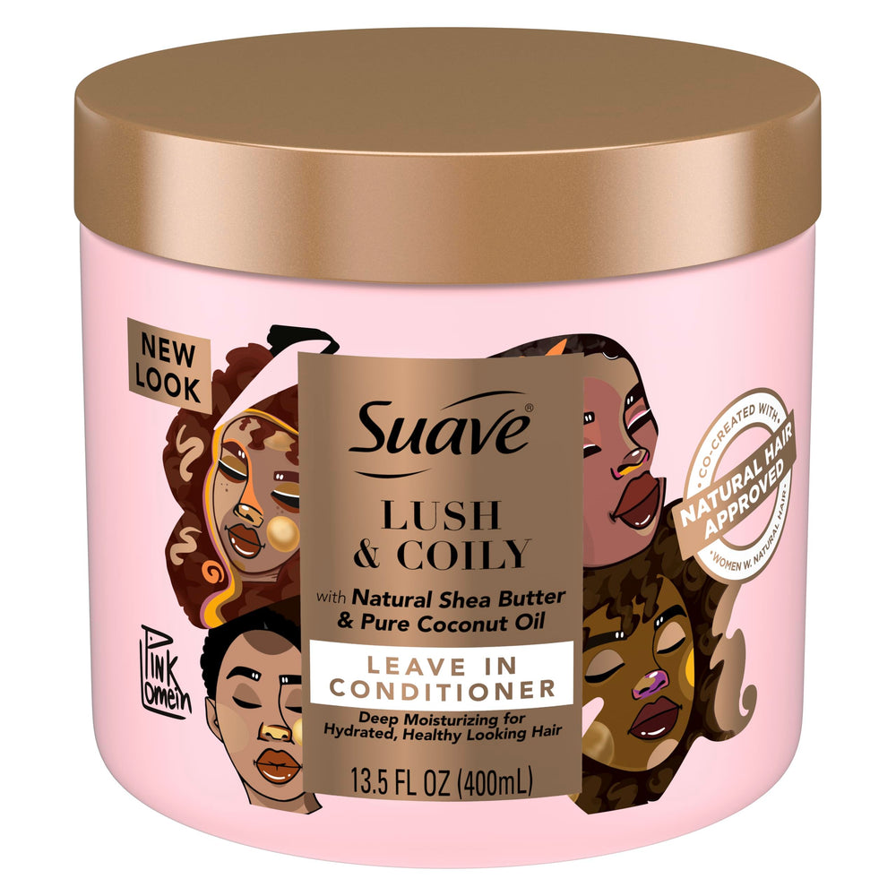 Botella de Suave Professionals: acondicionador sin enjuague para rizos nutridos y resistentes.