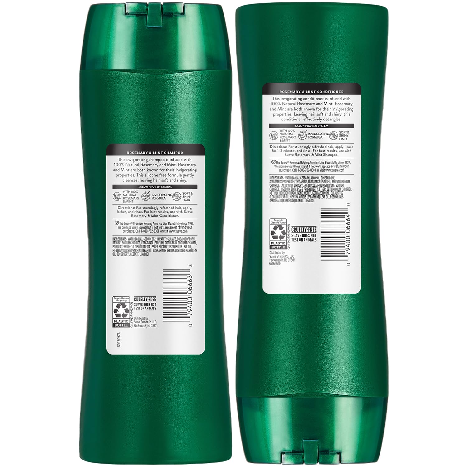 Suave rosemary mint scent swirl enhances shower routine.