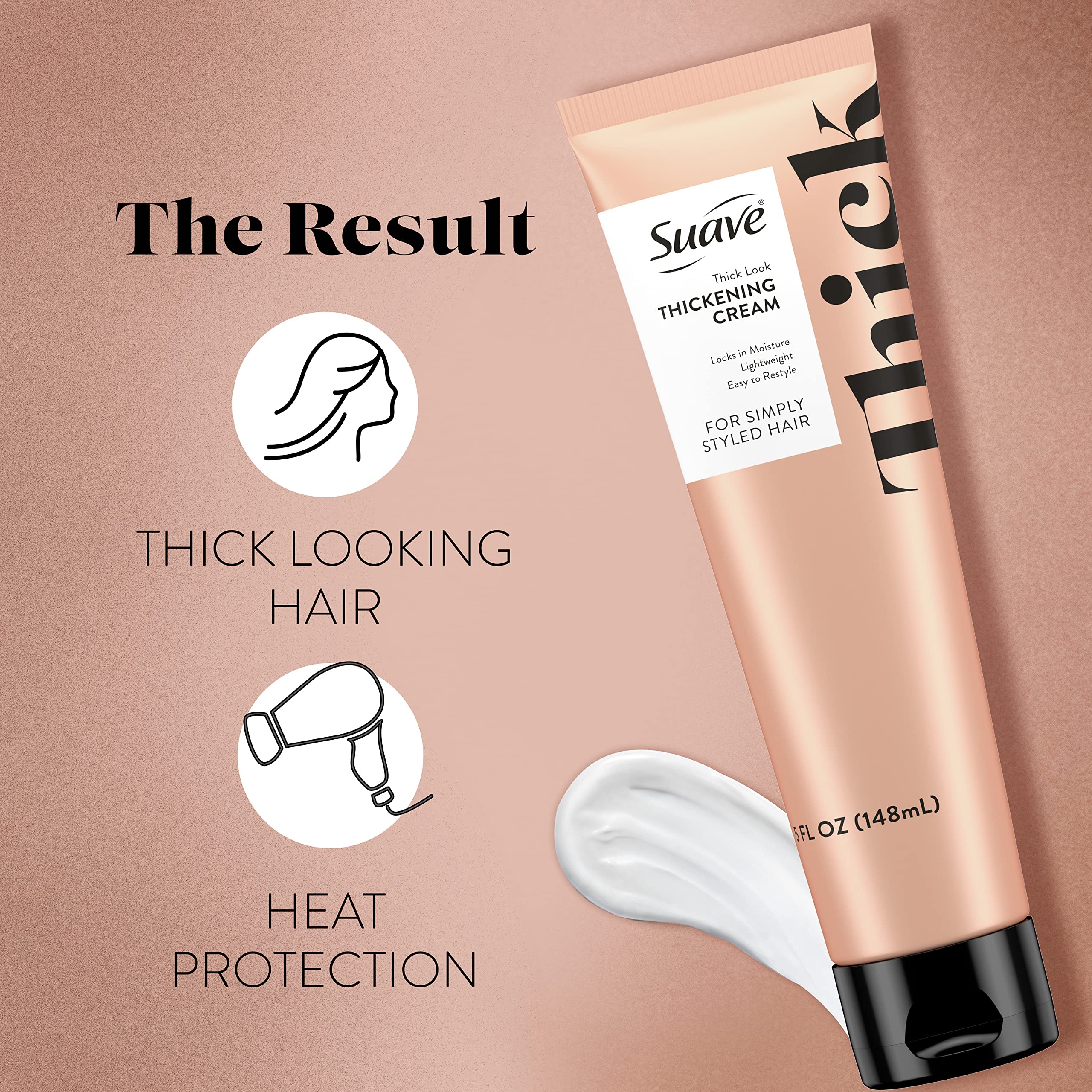 Protección de calor integrada en Suave Simply Styled para peinados diarios.