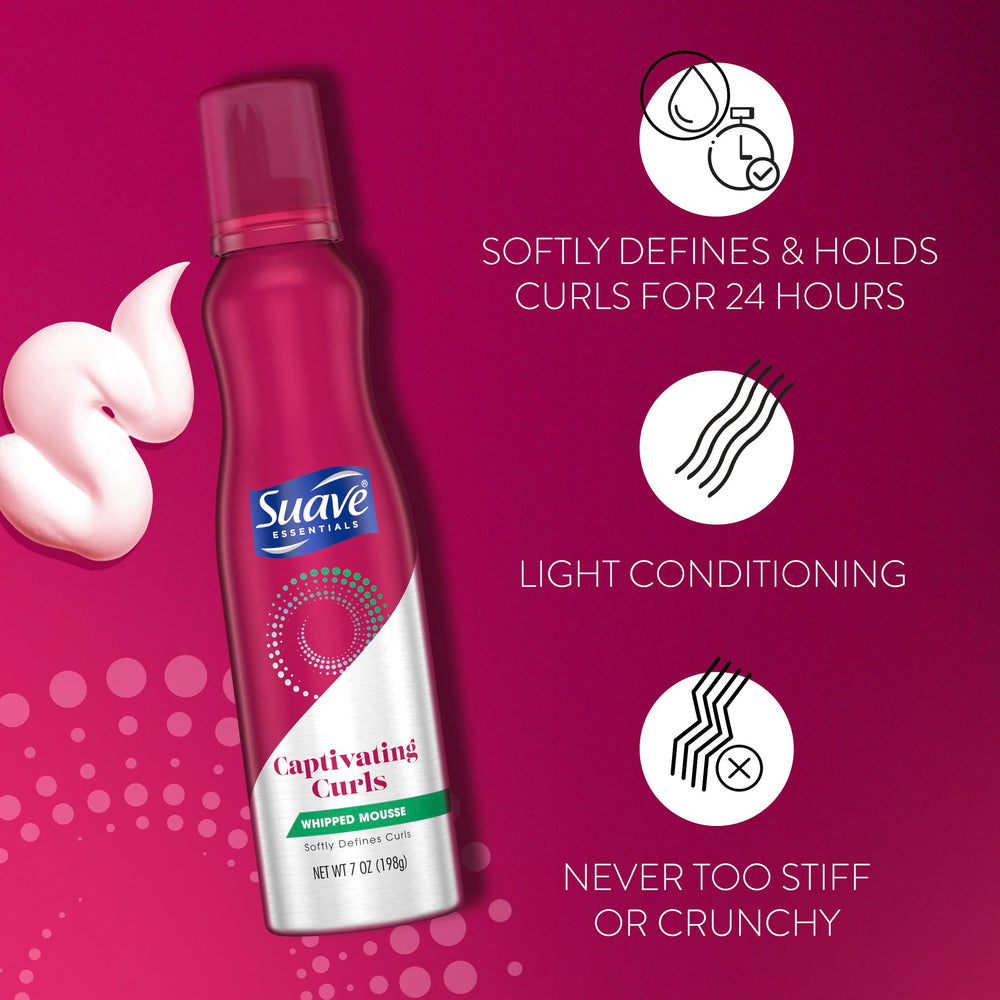 Mousse batido de Suave: control del frizz en días húmedos.
