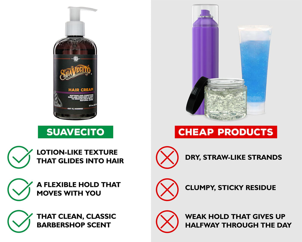 Suavecito Crema para Peinar, ideal para pelo largo y rizado.