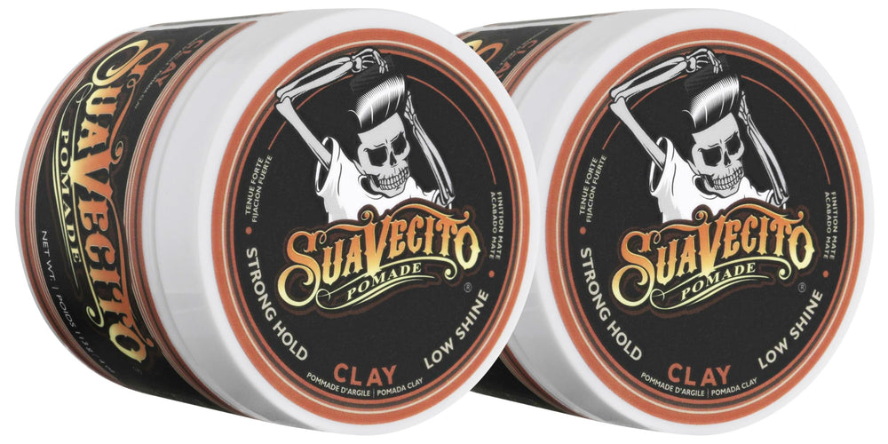 Botella de Suavecito Firme Clay con acabado mate para peinados naturales.