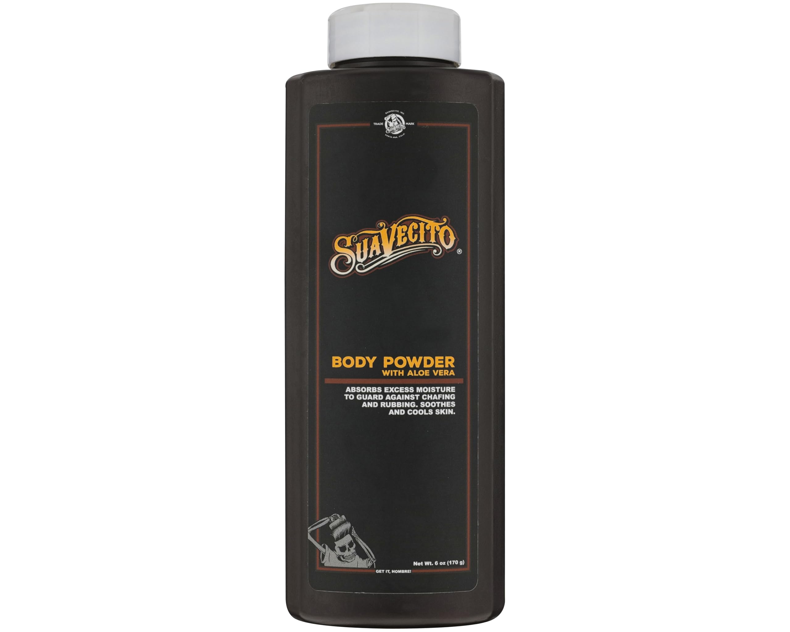 Polvo corporal Suavecito con Aloe Vera: hidrata y mantiene la piel seca.