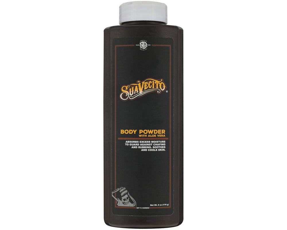 Polvo corporal Suavecito con Aloe Vera: hidrata y mantiene la piel seca.
