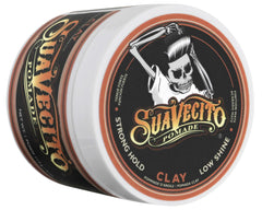 Suavecito Pomade Firme Clay, textura definida para definición natural y control del volumen.