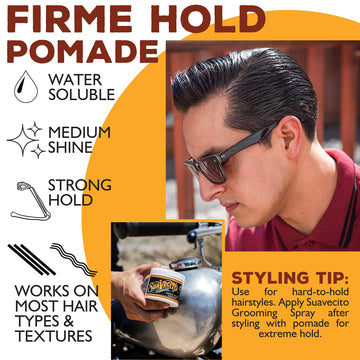 Ideal para múltiples estilos, Suavecito Pomade Firme ofrece control diario.