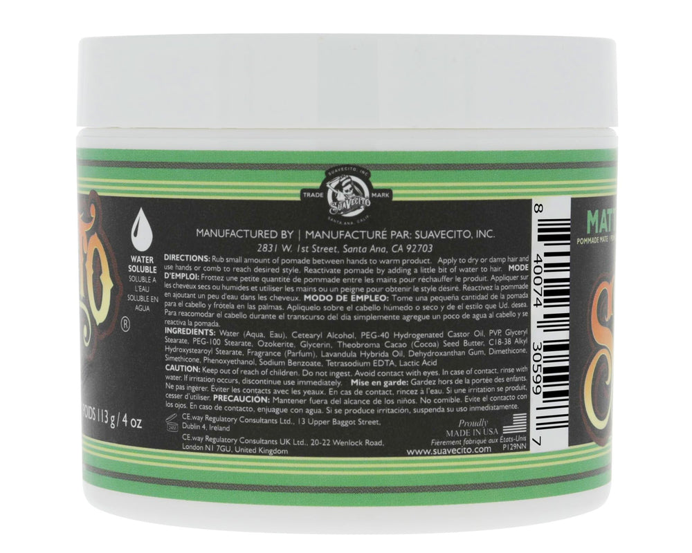 Suavecito Pomade Matte aplicación fácil para peinado rápido