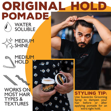 Fijación todo el día con Suavecito Original Hold sin peso ni residuos.