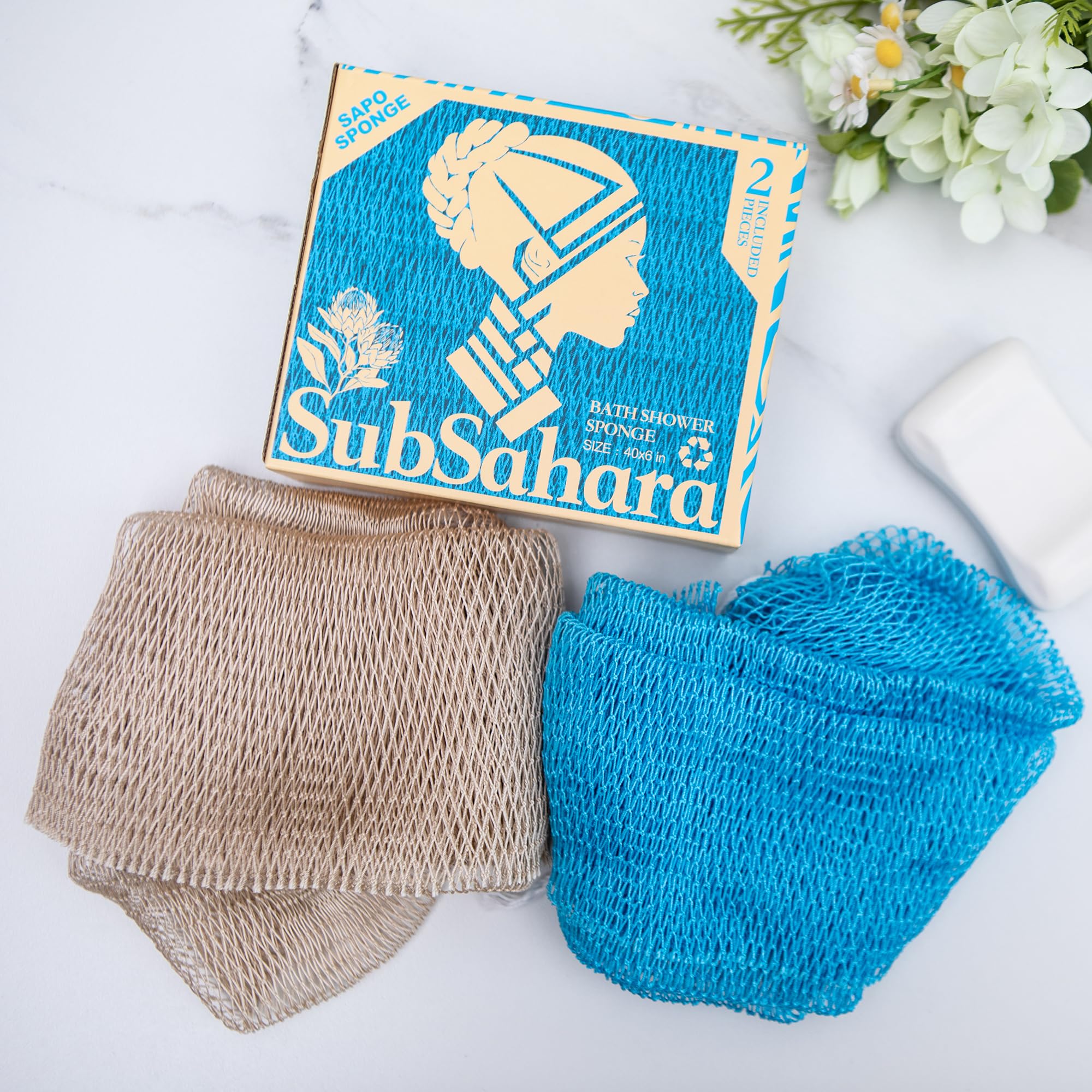 SubSahara esponja con nudos visibles, textura exfoliante suave para todo tipo de piel.