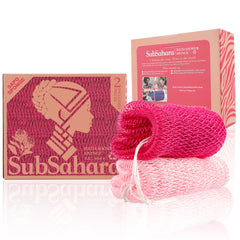 SubSahara esponja de red africana, textura exfoliante suave para piel sensible.
