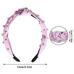 Diadema Sucrain de perlas sintéticas con nudo cruz azul, uso diario elegante.